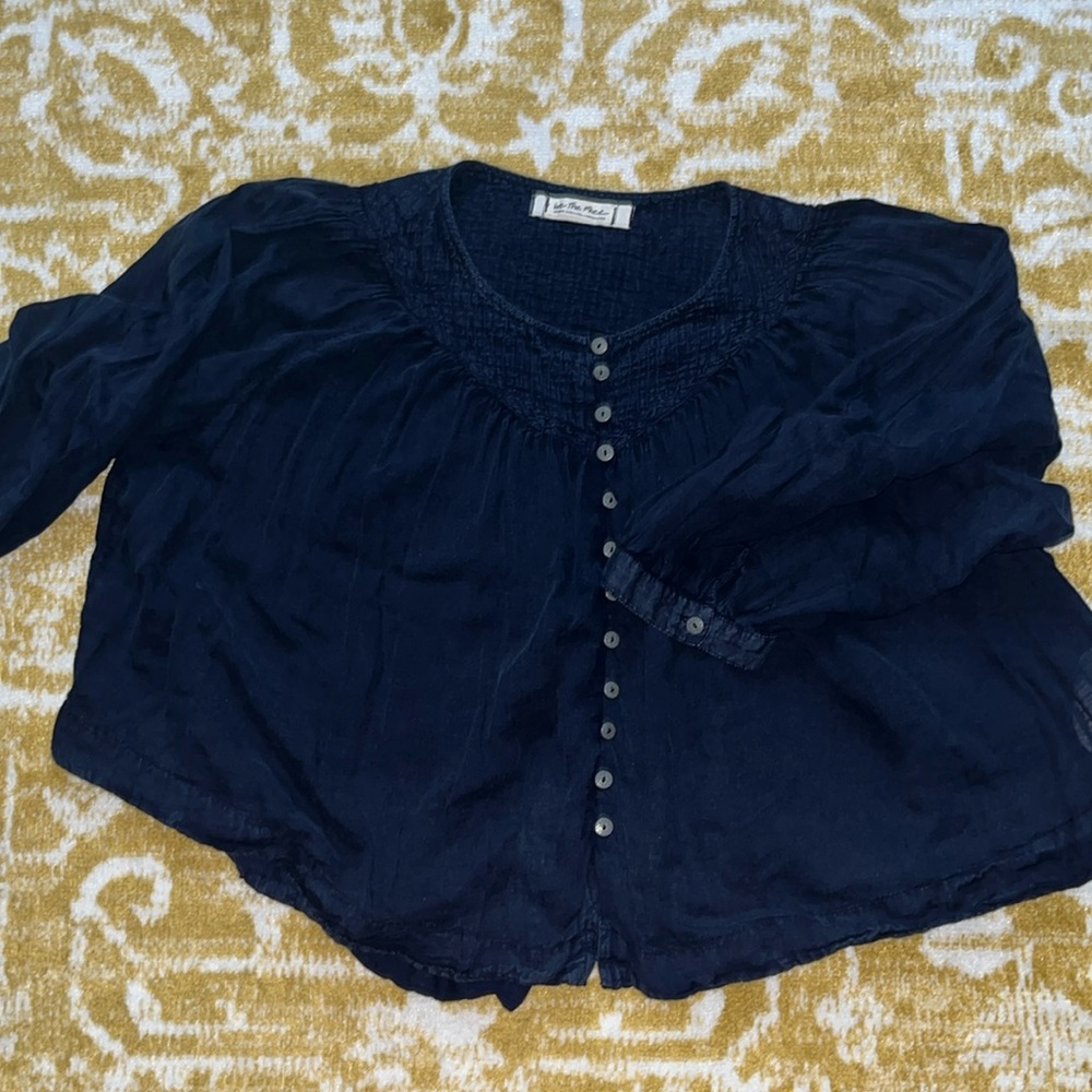 We the Free Navy Peasant Top